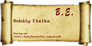 Bobály Etelka névjegykártya